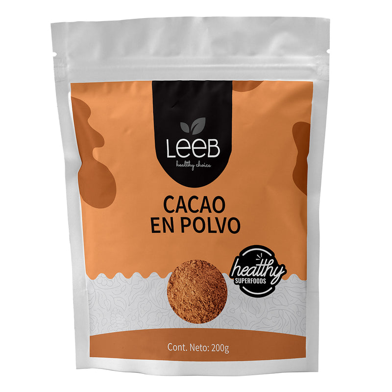 Cacao orgánico en polvo bolsa con 200 gr